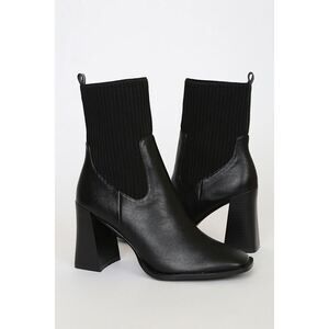 Lulus Naynee Black Square Toe Mid-calf Boots - Size 7.5